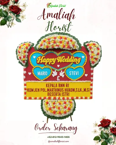 Karangan Papan Bunga Pernikahan di Aan